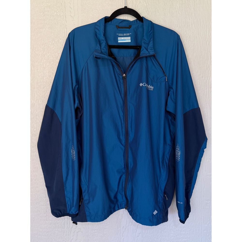 Columbia Titanium Omni-Shield Mens Blue Full Zip Light Windbreaker Jacket Large